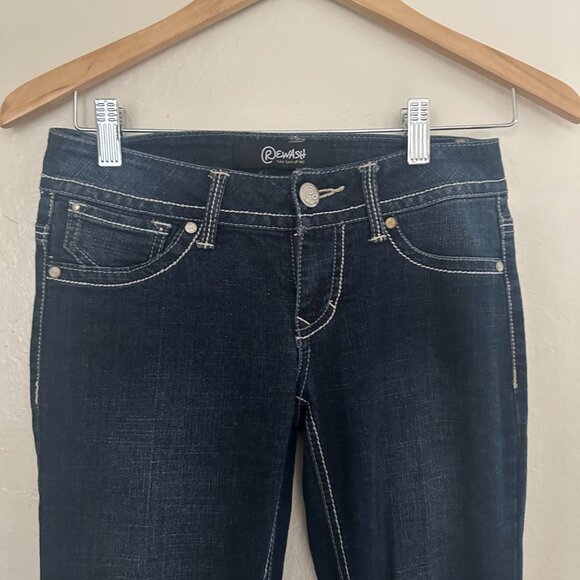 Rewash Women's Denim Dark Wash Embroidery Pockets Bootcut Leg Size 1 - Picture 15 of 16